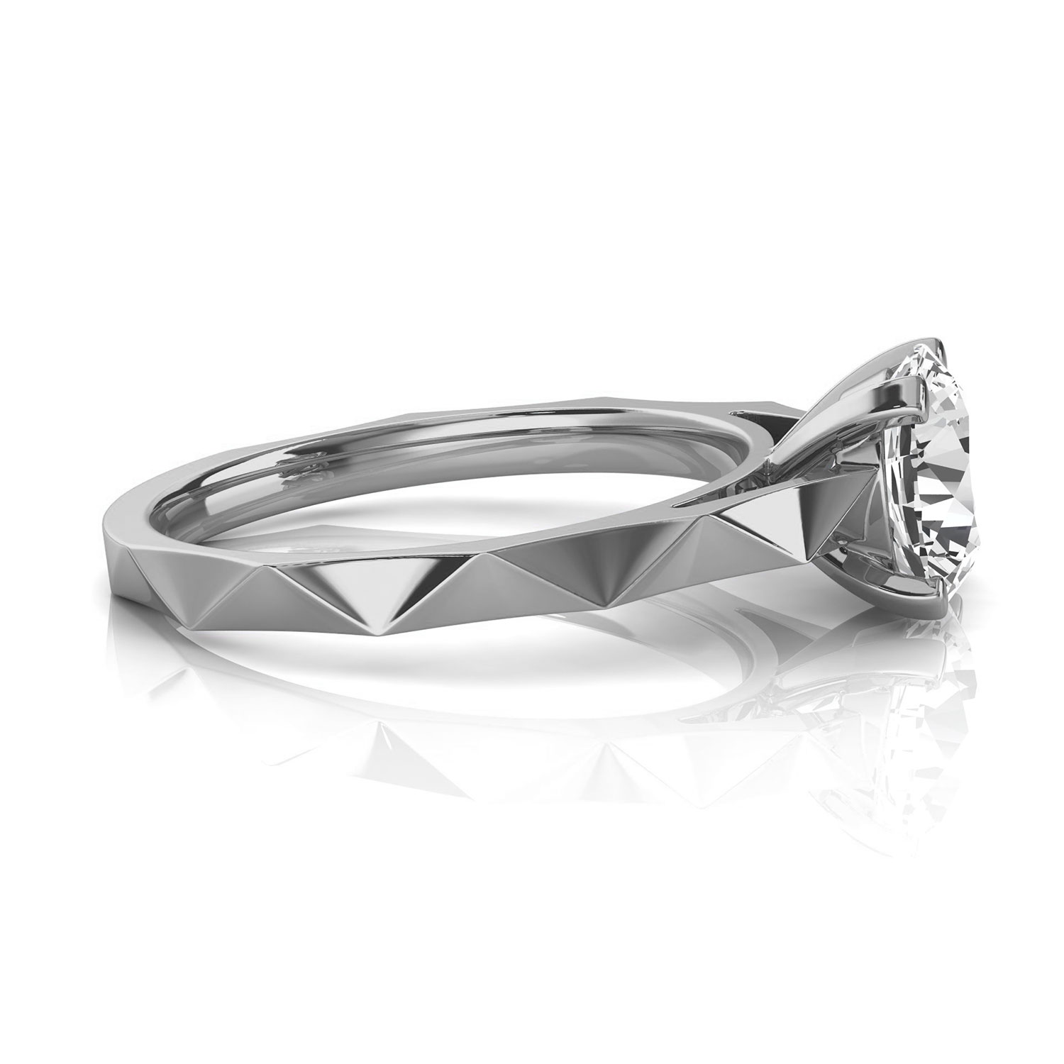 14K White Gold Mona Delicate 2 MM Solitaire Ring